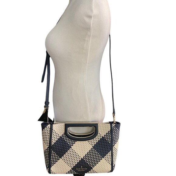 Kate Spade Alexia Gingham Crossbody Straw/Leather Bag KA785